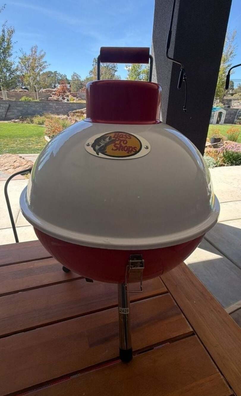 Bass Pro Shops Red and White Bobber Portable Charcoal Grill